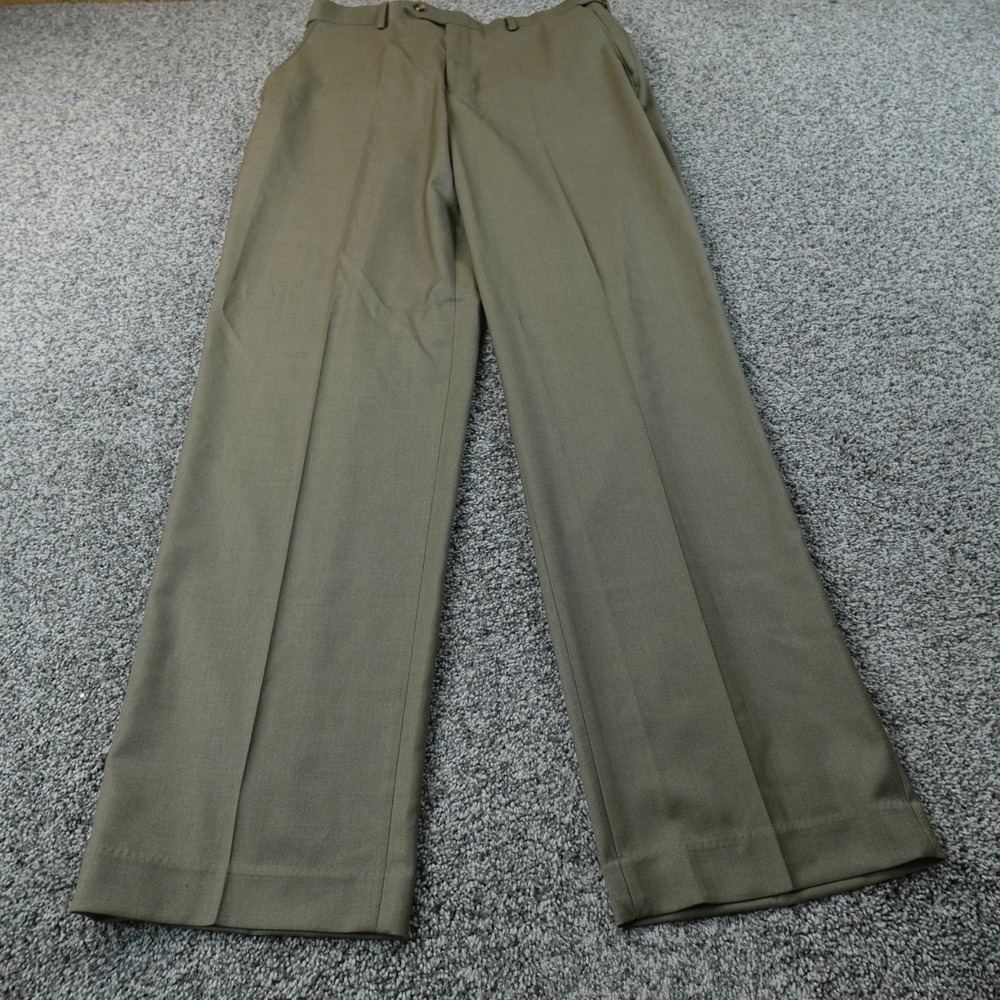 NEW Croft Barrow Pants Mens 36X34 Brown Chino Dress Trouser Flat Front Stretch
